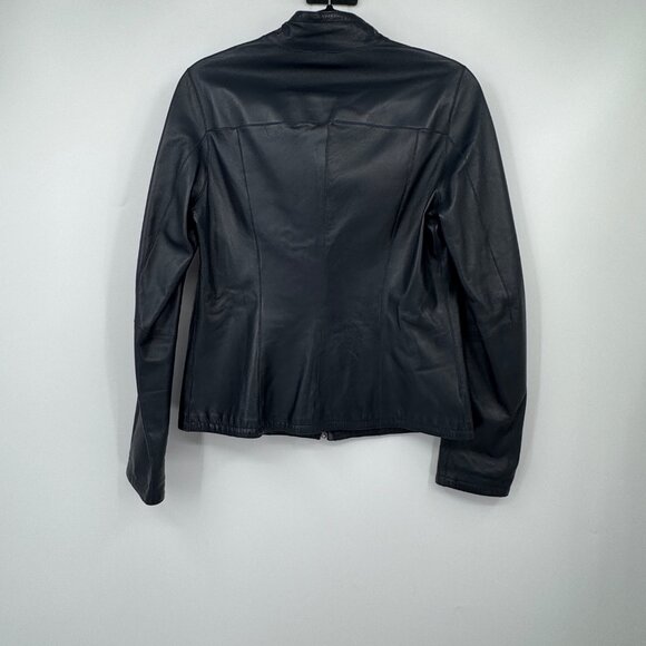 Populer Woman's Mosaic Blue Reversible Leather Jacket woman’s size Large - Picture 7 of 14